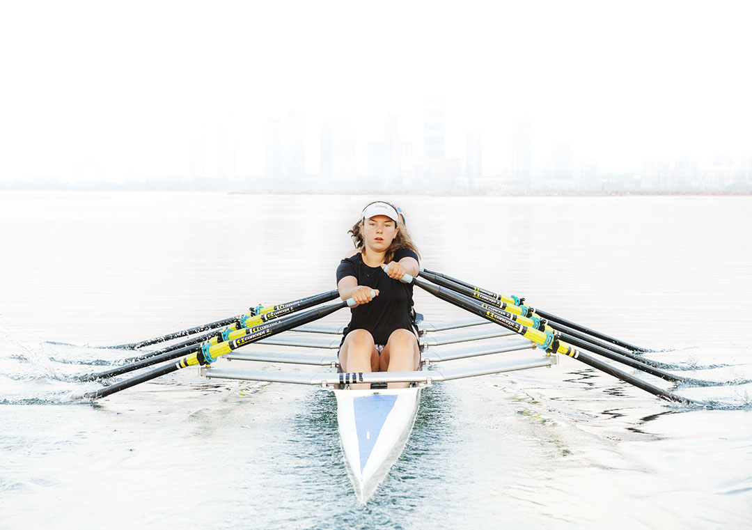 Argonaut Rowing Club practice with woman's team
